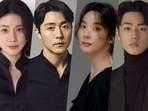 The lead actors of the South Korean show Hide in a promotional still for the series. The lead actors of the South Korean show Hide in a promotional still for the series.