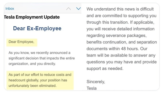 Viral image of Tesla's separation letter as Elon Musk's company announces another round of layoffs Viral image of Tesla's separation letter as Elon Musk's company announces another round of layoffs