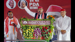 Samajwadi Party President Akhilesh Yadav addresses a public meeting in support of party's candidate R.K. Chaudhary, at Mohanlalganj in Lucknow district on Sunday (PTI) Samajwadi Party President Akhilesh Yadav addresses a public meeting in support of party's candidate R.K. Chaudhary, at Mohanlalganj in Lucknow district on Sunday (PTI)