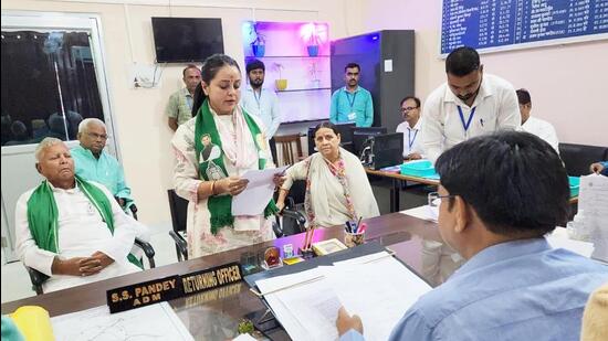 RJD candidate from Saran, Rohini Acharya, filed her nomination paper for Lok Sabha elections on April 29. (HT file) RJD candidate from Saran, Rohini Acharya, filed her nomination paper for Lok Sabha elections on April 29. (HT file)