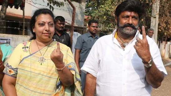 Balakrishna and his wife Vasundhara cast their vote in Hindupur, which has long-since been the constituency ruled by the party he’s a member of, Telugu Desam Party (TDP).