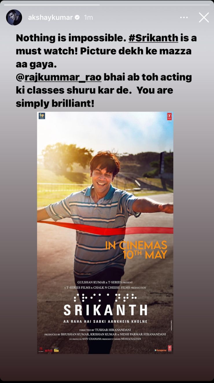 Akshay Kumar's Insta Story. Akshay Kumar's Insta Story.