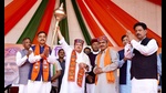 BJP national president JP Nadda addressing the gathering during public rally at Kangra on Saturday. (HT Photo) BJP national president JP Nadda addressing the gathering during public rally at Kangra on Saturday. (HT Photo)