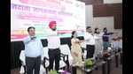 District officials at a meeting hosted at Indira Gandhi Pratishthan where members of over 200 RWAs and public welfare committees pledged to celebrate Monday as a ‘mahaparv’ or grand festival. (HT) District officials at a meeting hosted at Indira Gandhi Pratishthan where members of over 200 RWAs and public welfare committees pledged to celebrate Monday as a ‘mahaparv’ or grand festival. (HT)