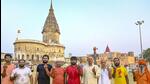 Priests show their inked finger after voting in Ayodhya. (PTI PHOTO) Priests show their inked finger after voting in Ayodhya. (PTI PHOTO)