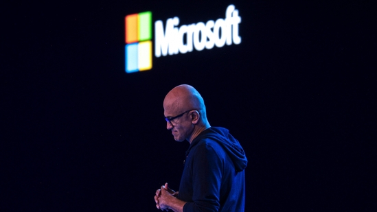 Microsoft CEO Satya Nadella speaks during the Microsoft Build conference at Seattle Convention Center Summit Building in Seattle, Washington.(AFP) Microsoft CEO Satya Nadella speaks during the Microsoft Build conference at Seattle Convention Center Summit Building in Seattle, Washington.(AFP)