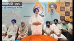 SAD candidate Prem Singh Chandumajra addressing senior leaders of the party in Mohali on Friday. (HT Photo) SAD candidate Prem Singh Chandumajra addressing senior leaders of the party in Mohali on Friday. (HT Photo)