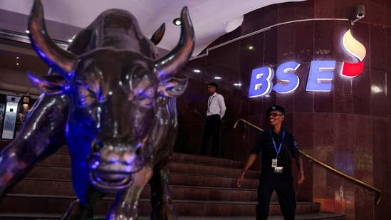 The new logo of the Bombay Stock Exchange (BSE) building is seen in Mumbai.(REUTERS FILE PHOTO)