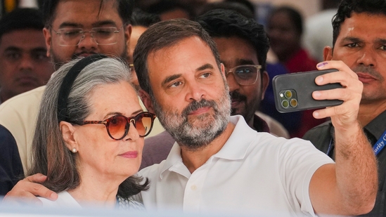 The mother-son duo also clicked a selfie outside the polling station after casting their votes.(PTI)
