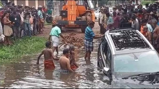 While using Google Maps, the party of four from Hyderabad drove into a stream swollen with water near Kuruppanthara, Kerala. While using Google Maps, the party of four from Hyderabad drove into a stream swollen with water near Kuruppanthara, Kerala.