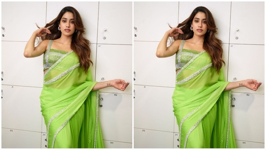 For accessories, the actress chose silver peep-toe stilettos, statement rings adorning her fingers and a pair of silver hoop earrings embellished with diamond-encrusted flowers that perfectly complemented her head-turning look. (Instagram/@stylebyami)