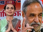 Kangana Ranaut is contesting from Mandi while former Union minister and Congress leader Anand Sharma is in fray from Kangra. Union minister Anurag Thakur is contesting from Hamirpur. Kangana Ranaut is contesting from Mandi while former Union minister and Congress leader Anand Sharma is in fray from Kangra. Union minister Anurag Thakur is contesting from Hamirpur.