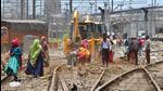 Labourers work for the extension of platforms 10 and 11 to accommodate 24-coach trains, at CSMT, during the 36-hour Mega Block by Central Railway on Saturday. (Bhushan Koyande/HT Photo) Labourers work for the extension of platforms 10 and 11 to accommodate 24-coach trains, at CSMT, during the 36-hour Mega Block by Central Railway on Saturday. (Bhushan Koyande/HT Photo)