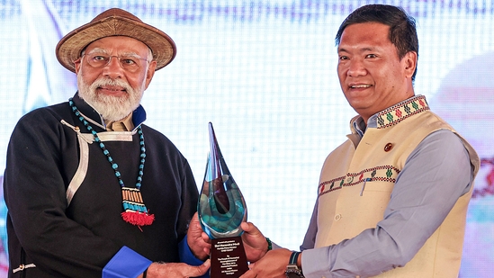 Prime Minister Narendra Modi with Arunachal Pradesh chief minister Pema Khandu in Itanagar.(PTI file) Prime Minister Narendra Modi with Arunachal Pradesh chief minister Pema Khandu in Itanagar.(PTI file)