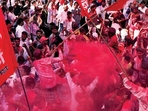 Thackeray’s party contested 21 seats as part of the opposition coalition Maharashtra Vikas Aghadi (MVA) and won nine. (Raju Shinde/HT Photo) Thackeray’s party contested 21 seats as part of the opposition coalition Maharashtra Vikas Aghadi (MVA) and won nine. (Raju Shinde/HT Photo)
