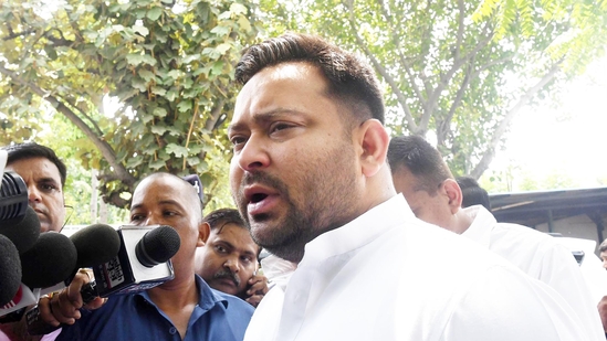 RJD leader Tejashwi Yadav attacked Prime Minister Narendra Modi on the Manipur violence.(Santosh Kumar/ Hindustan Times)