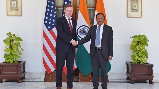 National Security Advisor Ajit Doval and his US counterpart Jake Sullivan. National Security Advisor Ajit Doval and his US counterpart Jake Sullivan.