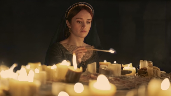 Olivia Cooke as Alicent Hightower in a still from episode 1 in House of the Dragon season 2.