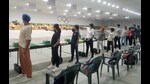 Participants during the 32nd district shooting championship at Govind National College in Narangwal, Ludhiana, on Tuesday. (HT Photo) Participants during the 32nd district shooting championship at Govind National College in Narangwal, Ludhiana, on Tuesday. (HT Photo)