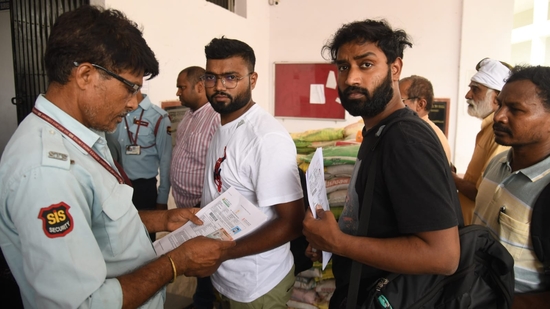 Candidates were required to report at the UGC NET Examination Centre two hours before the commencement of the examination to complete the frisking and registration formalities well before time.(Santosh Kumar)