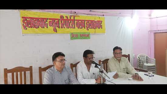 NGB VC Prof Rohit Ramesh addressing media persons in Prayagraj on Tuesday (HT Photo) NGB VC Prof Rohit Ramesh addressing media persons in Prayagraj on Tuesday (HT Photo)