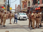 Police deployed in Mamu Bhanja locality in Aligarh to ensure peace. (HT) Police deployed in Mamu Bhanja locality in Aligarh to ensure peace. (HT)