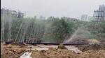 A view of the damaged pipelines leading to Imperial Garden in Sector 102. (HT Photo) A view of the damaged pipelines leading to Imperial Garden in Sector 102. (HT Photo)
