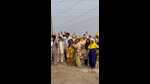 At least 12 people suffered injuries in a clash between representatives of the Shiromani Gurdwara Parbandhak Committee (SGPC) and Dera Mahant followers over a dispute over land at Bilaspur village in Doraha of Ludhiana district on Tuesday. Bricks and stones were thrown as both sides clashed. (HT Photo) At least 12 people suffered injuries in a clash between representatives of the Shiromani Gurdwara Parbandhak Committee (SGPC) and Dera Mahant followers over a dispute over land at Bilaspur village in Doraha of Ludhiana district on Tuesday. Bricks and stones were thrown as both sides clashed. (HT Photo)