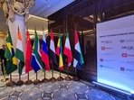 The BRICS (Brazil, Russia, India, China, South Africa) flags on display from the BRICS tourism forum held on June 21 in Moscow(Sukanya Saha) The BRICS (Brazil, Russia, India, China, South Africa) flags on display from the BRICS tourism forum held on June 21 in Moscow(Sukanya Saha)