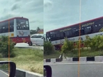 State-run bus spotted travelling on the wrong side on Bengaluru Mysuru Expressway State-run bus spotted travelling on the wrong side on Bengaluru Mysuru Expressway