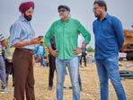 Akshay Kumar, director Tinu Suresh Desai and writer Deepak Kingrani during the shoot of Mission Raniganj. Akshay Kumar, director Tinu Suresh Desai and writer Deepak Kingrani during the shoot of Mission Raniganj.