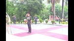 Lieutenant General NS Raja Subramani at a ceremony at the Smritika War Memorial on Saturday (HT Photo) Lieutenant General NS Raja Subramani at a ceremony at the Smritika War Memorial on Saturday (HT Photo)