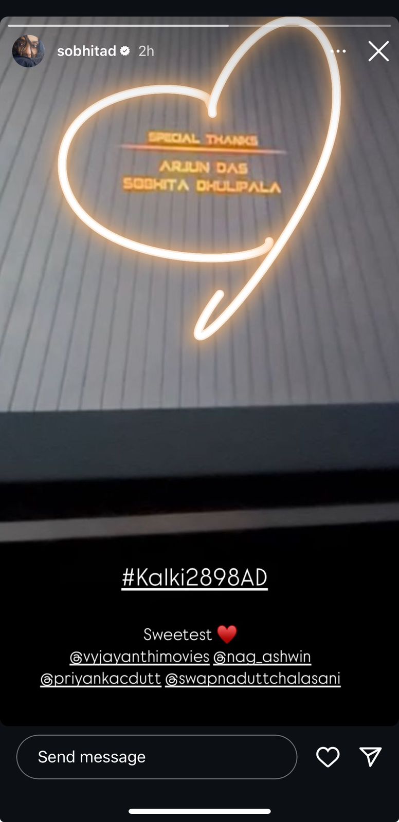 Her Insta story. Her Insta story.