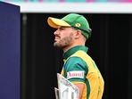 South Africa's captain Aiden Markram waits to accept the second place medal after losing the ICC men's Twenty20 World Cup 2024 final(AFP) South Africa's captain Aiden Markram waits to accept the second place medal after losing the ICC men's Twenty20 World Cup 2024 final(AFP)