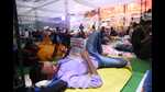 Candidates at a temporary shelter built outside Charbagh Station Lucknow on the eve of UP Police Constable 2024 examination in Lucknow, on Thursday (HT Photo) Candidates at a temporary shelter built outside Charbagh Station Lucknow on the eve of UP Police Constable 2024 examination in Lucknow, on Thursday (HT Photo)