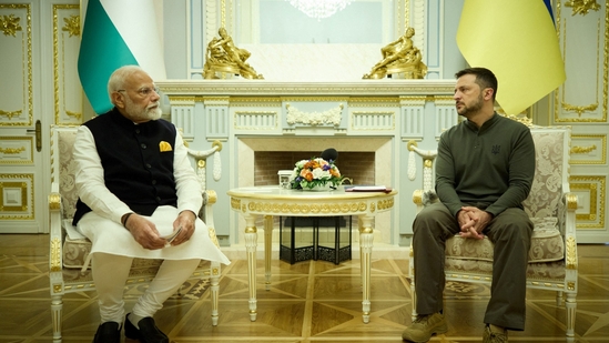 Prime Minister Narendra Modi and Ukraine's president Volodymyr Zelensky.(Reuters)