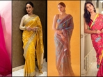 From vibrant reds to elegant pastels, get ready to dazzle and elevate your Janmashtami look with these stunning B-town diva-inspired sarees.(Instagram) From vibrant reds to elegant pastels, get ready to dazzle and elevate your Janmashtami look with these stunning B-town diva-inspired sarees.(Instagram)