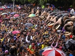 Thrissur: Devotees feed elephants at the Vadakkunnathan Temple in the Malayali month Karkidakam, in Thrissur, Kerala, Tuesday, July 16, 2024. (PTI Photo) (PTI07_16_2024_000236B)(PTI) Thrissur: Devotees feed elephants at the Vadakkunnathan Temple in the Malayali month Karkidakam, in Thrissur, Kerala, Tuesday, July 16, 2024. (PTI Photo) (PTI07_16_2024_000236B)(PTI)