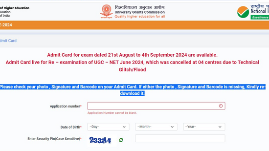 UGC NET June 2024: NTA has released hall tickets for re-exams at four centres, Candidates can download via the direct link here. UGC NET June 2024: NTA has released hall tickets for re-exams at four centres, Candidates can download via the direct link here.