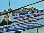 A poster put up in Faridabad demanding justice for the killing of Aryan Mishra. (HT Photo) A poster put up in Faridabad demanding justice for the killing of Aryan Mishra. (HT Photo)