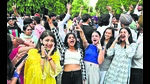Students in a jubilant mood after declaration of students’ council results in DAV College, Sector 10, Chandigarh, on Thursday. (Keshav Singh/ HT) Students in a jubilant mood after declaration of students’ council results in DAV College, Sector 10, Chandigarh, on Thursday. (Keshav Singh/ HT)