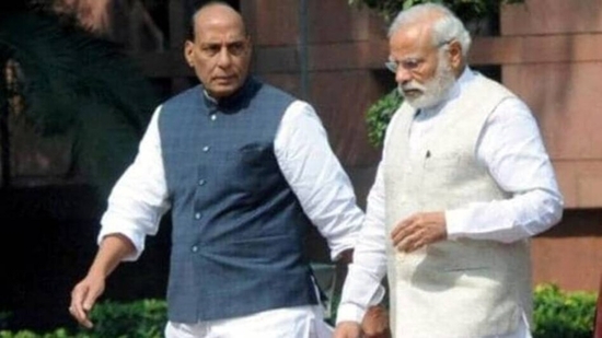 Defence minister Rajnath Singh with Prime Minister Narendra Modi. Defence minister Rajnath Singh with Prime Minister Narendra Modi.