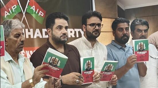 Awami Itihaad Party members releasing the party’s poll manifesto on Saturday. (Source: X) Awami Itihaad Party members releasing the party’s poll manifesto on Saturday. (Source: X)