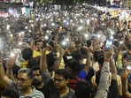 Protests condemning the RG Kar case continue with doctors taking to the streets to demand justice and safety (Samir Jana/HT Photo)(HT_PRINT) Protests condemning the RG Kar case continue with doctors taking to the streets to demand justice and safety (Samir Jana/HT Photo)(HT_PRINT)