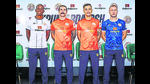 (From left) Punjab FC players Mushaga Bakenga, Luka Majcen, Vinit Rai and Filip Mrzljak at launch event in Chandigarh. (HT Photo) (From left) Punjab FC players Mushaga Bakenga, Luka Majcen, Vinit Rai and Filip Mrzljak at launch event in Chandigarh. (HT Photo)