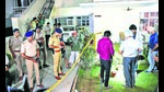 Police, bomb detection squad and forensic teams at the blast site in Sector 10, Chandigarh, on Wednesday night. (Keshav Singh/HT) Police, bomb detection squad and forensic teams at the blast site in Sector 10, Chandigarh, on Wednesday night. (Keshav Singh/HT)