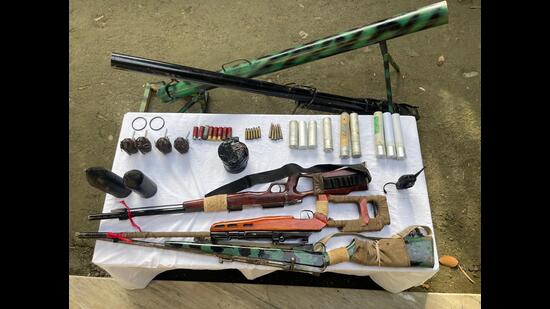 Documents seen by Manipur Police say the rocket was launched at 3.40 pm on September 6, travelled almost 5-6 km from the hills and landed near the house of the state’s first chief minister Mairembam Koireng Singh in Moirang (HT PHOTO) Documents seen by Manipur Police say the rocket was launched at 3.40 pm on September 6, travelled almost 5-6 km from the hills and landed near the house of the state’s first chief minister Mairembam Koireng Singh in Moirang (HT PHOTO)