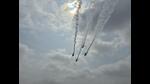 ALHs of the IAF’s Sarang helicopter display team performed during Tarang Shakti 2024 in Jodhpur. (Rahul Singh/HT Photo) ALHs of the IAF’s Sarang helicopter display team performed during Tarang Shakti 2024 in Jodhpur. (Rahul Singh/HT Photo)