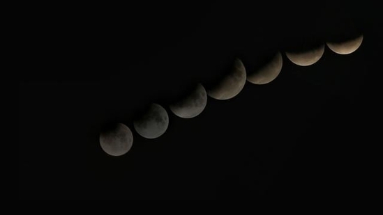 A composite image of a partial lunar eclipse, in Jaipur, Rajasthan on July 17, 2019. “Parashar mentions that his teachers observed a series of seven lunar eclipses separated by six-monthly intervals (now known to be a very rare occurrence). ” (Himanshu Vyas/Hindustan Times) A composite image of a partial lunar eclipse, in Jaipur, Rajasthan on July 17, 2019. “Parashar mentions that his teachers observed a series of seven lunar eclipses separated by six-monthly intervals (now known to be a very rare occurrence). ” (Himanshu Vyas/Hindustan Times)