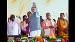 Prime Minister Narendra Modi waves to the crowd during the public meeting ahead of the Jharkhand Assembly elections, in Jamshedpur on Sunday. (ANI) Prime Minister Narendra Modi waves to the crowd during the public meeting ahead of the Jharkhand Assembly elections, in Jamshedpur on Sunday. (ANI)